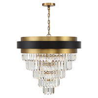 nine light chandelier in satin brass