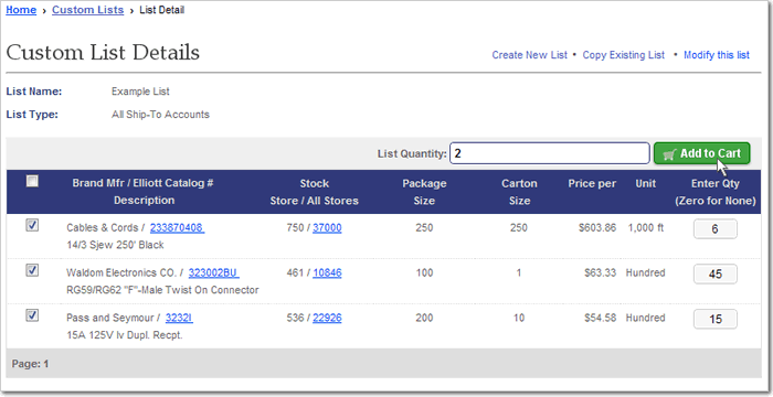 Last step of the Copy Custom List process, adjust items