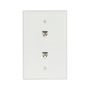 35474W - Phone Jack Dual Flushmnt 4COND Mid Ul WH - Eaton