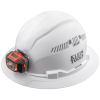 60407 - Hard Hat, Vented, Full Brim W/ Headlamp, WH - Klein Tools