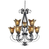 7129BG - 9-Med 100W BG/Umber Swirl Chatsworth Chandelier - Millennium