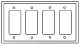 PJ264A - Wallplate 4G Decorator Poly Mid Al - Eaton Wiring Devices