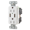 USB15A5W - RCPT Dup 15A 125V 5A 5V Usb Port A WH - Wiring Device-Kellems