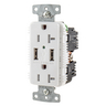 USB20A5W - RCPT Dup 20A 125V 5A 5V Usb Port A WH - Wiring Device-Kellems