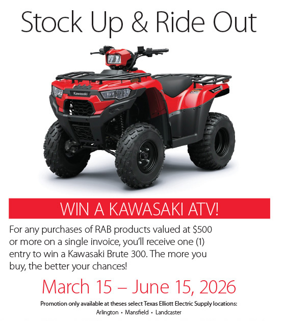 Stock Up and Ride Out with RAB Promotion in Arlington at Elliott Electric Supply